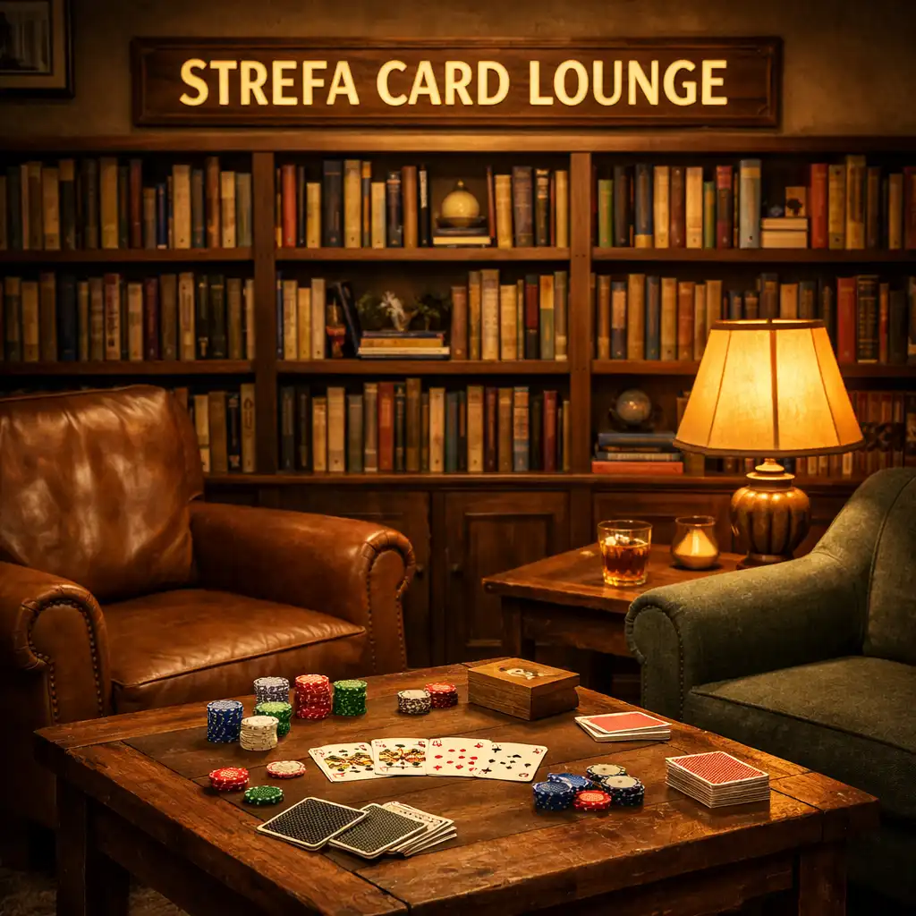 Strefa Card Lounge z wygodnymi fotelami i grami karcianymi